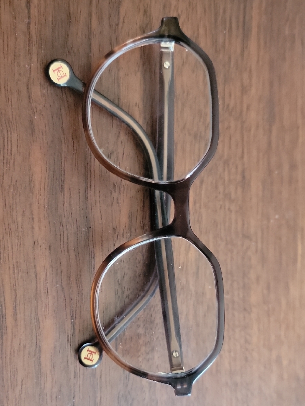 VINTAGE Round Grey/Brown Tortoiseshell Eyeglasses - Classic Carolina Herrera